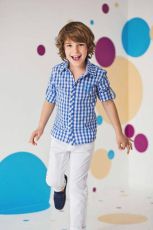 Children plaid shirt in white and blue